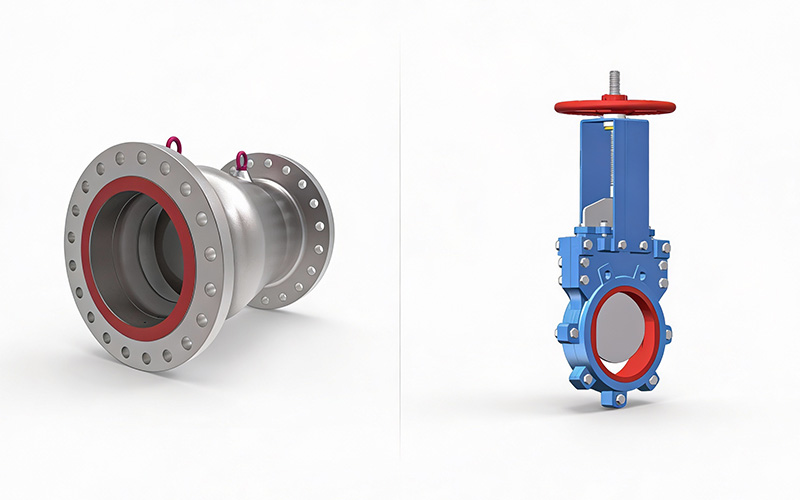 Comparing a stainless check valve and blue gate valve
